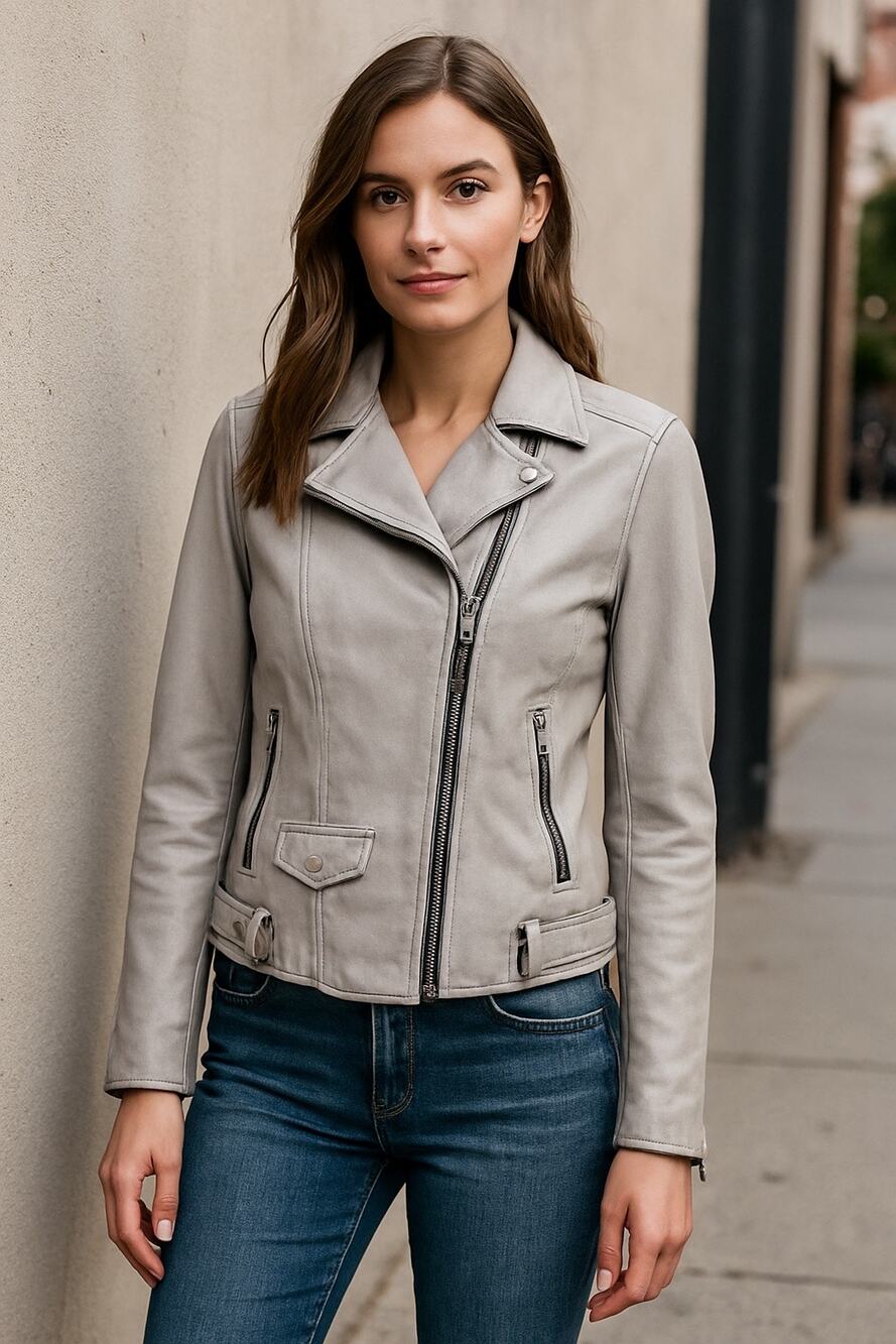 Wilsons Leather Gray Moto Jacket XS